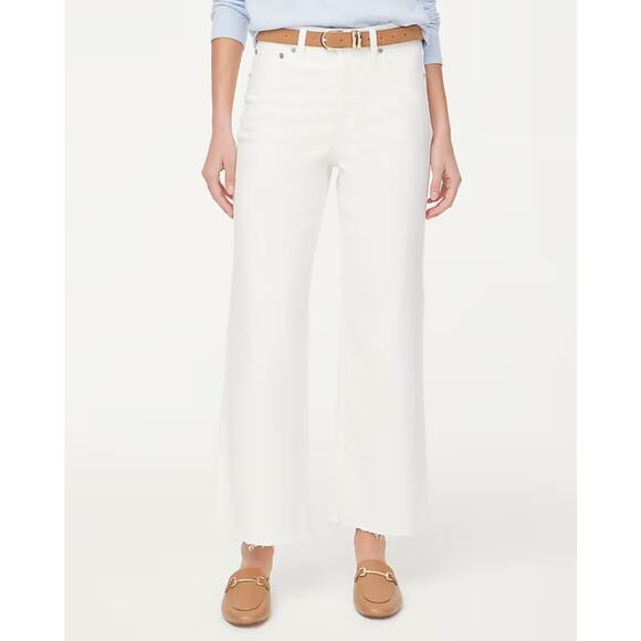 NWT J.Crew Wide Leg Crop Jean In All Day Stretch White Size 33 - Picture 1 of 8